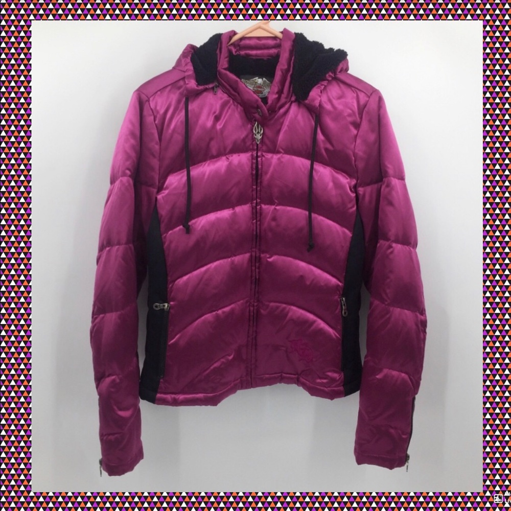 Harley Davidson Hot Pink puffer Coat w/Hood